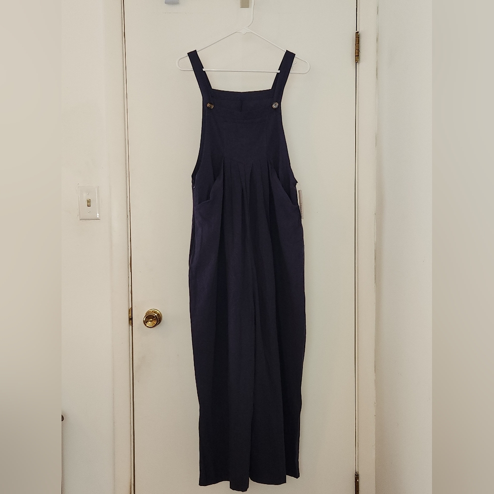 Women's NWT SZ XL LA Mode Blue Romper With Buttons